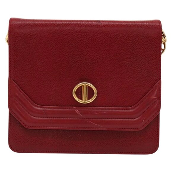 Christian Dior Shoulder Bag Leather Gold Red Auth - Picture 2 of 16